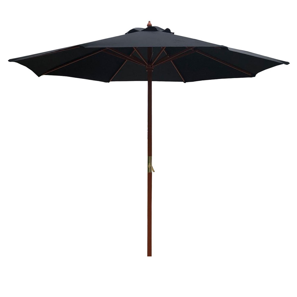 Coastal Classic 3m Wooden Market Umbrella Crank Handle Black