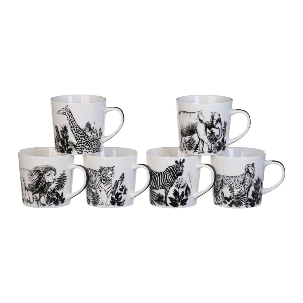 Tablefair Black & White African Animal Coffee Mug 290ml Asst | Briscoes NZ