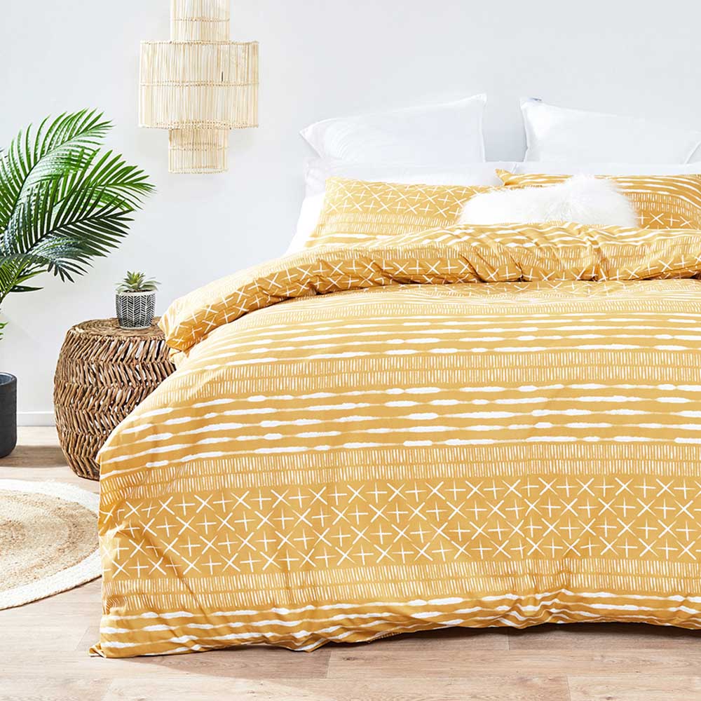 Twill & Co Oasis Mustard Duvet Cover Set Briscoes NZ