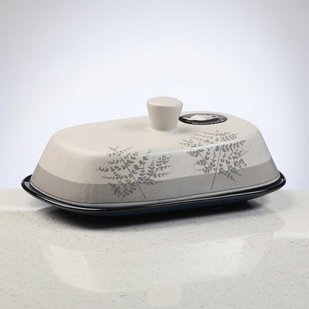 grey ceramic butter dish