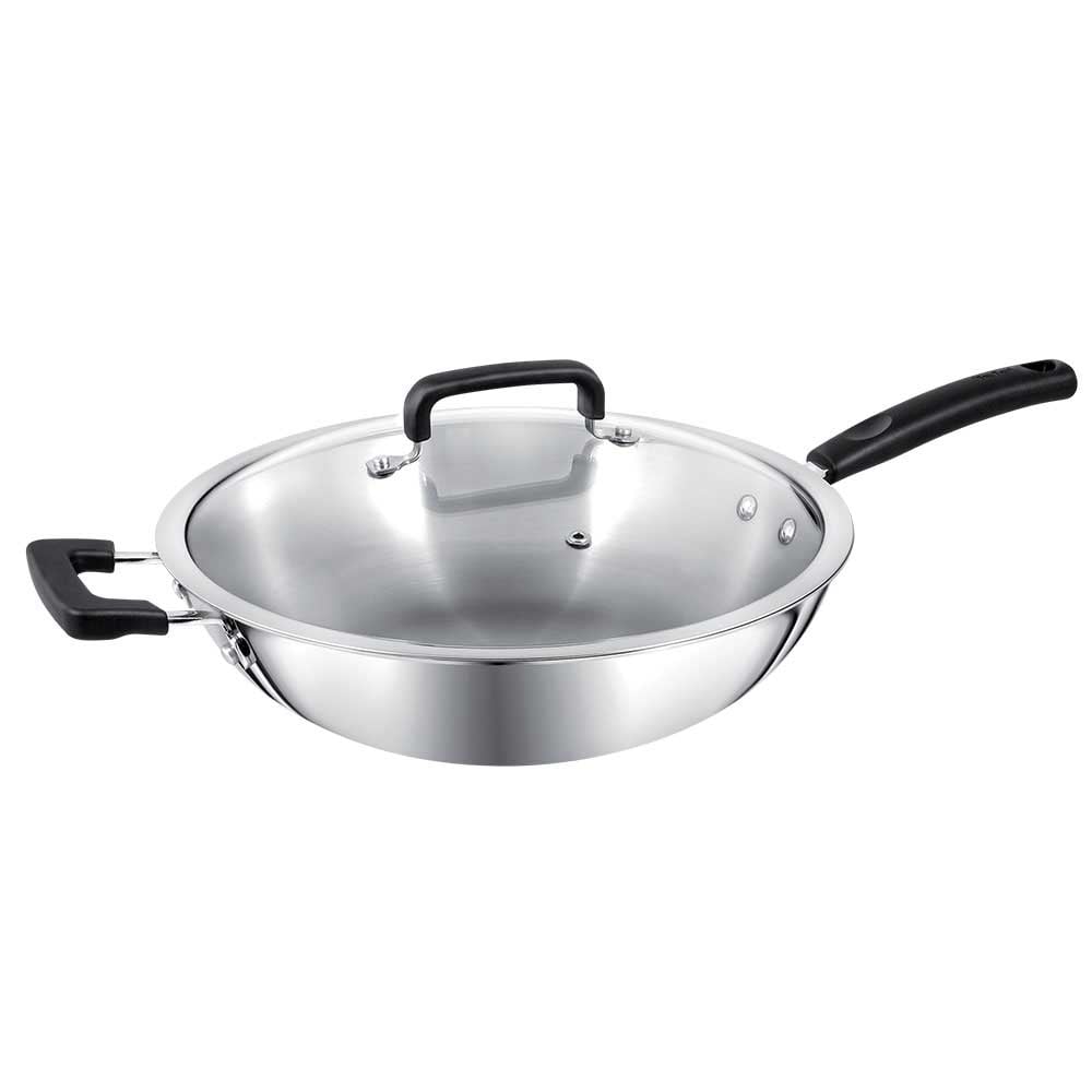 Tefal Triply Stainless Steel Induction Wok 32cm + Lid | Briscoes NZ