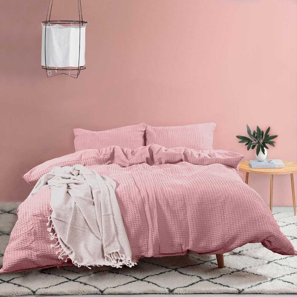 pink waffle duvet