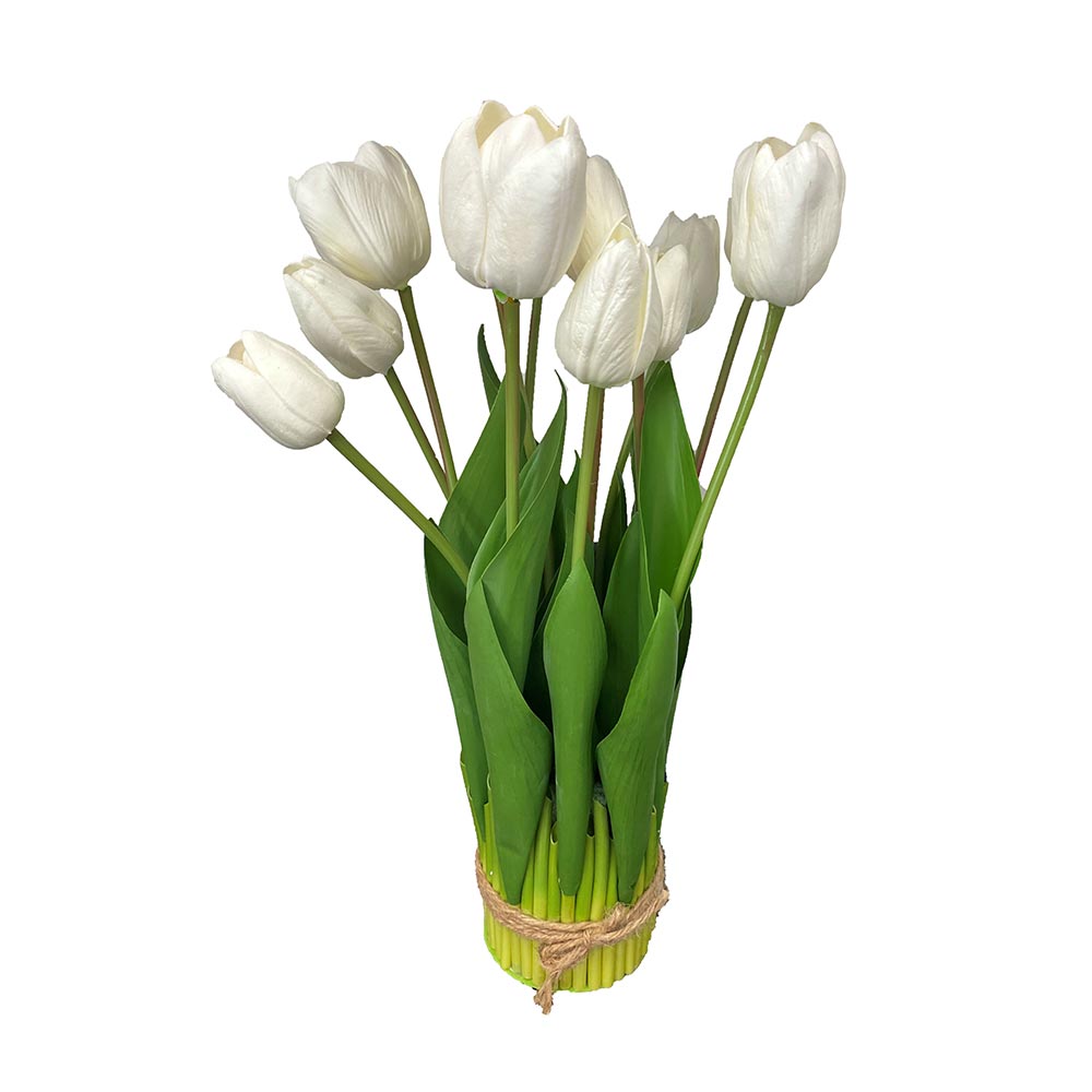 White Artificial Tulip Arrangement with 12 Heads