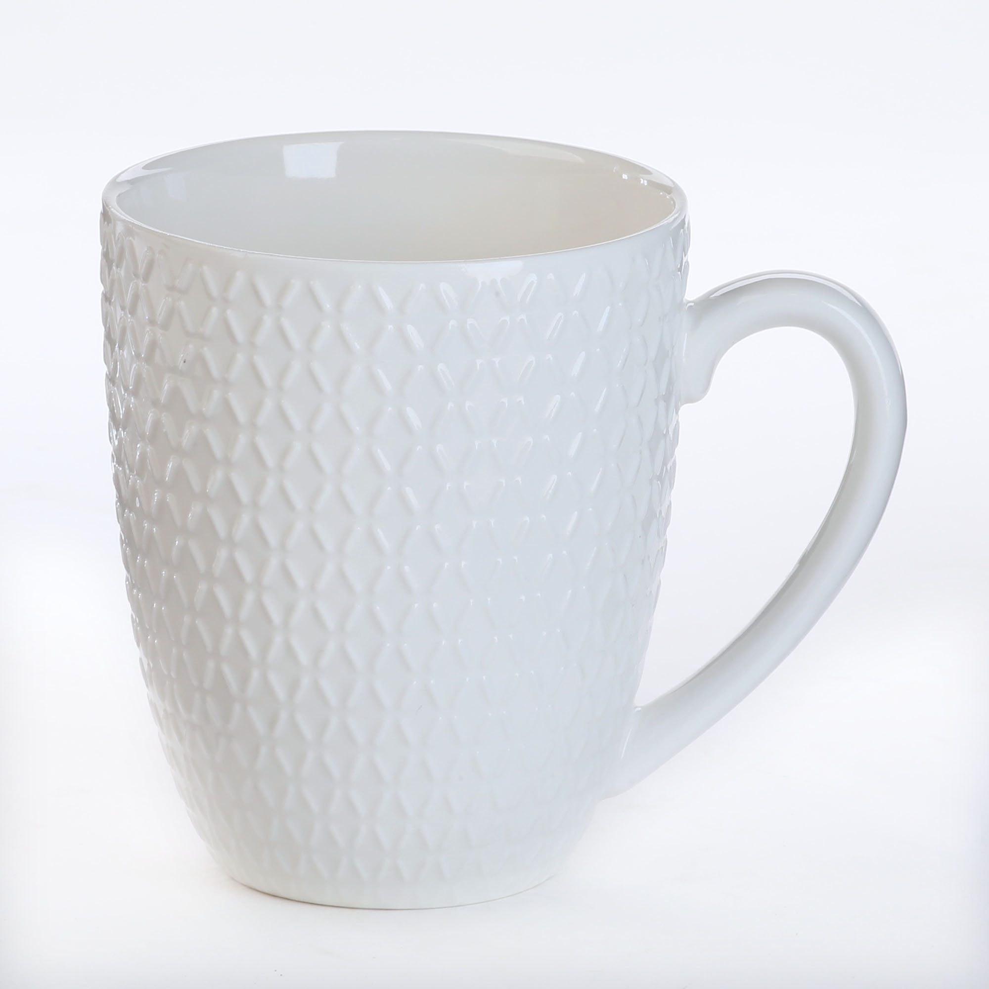 Tablefair Embossed Weave Coffee Mug 420ml White