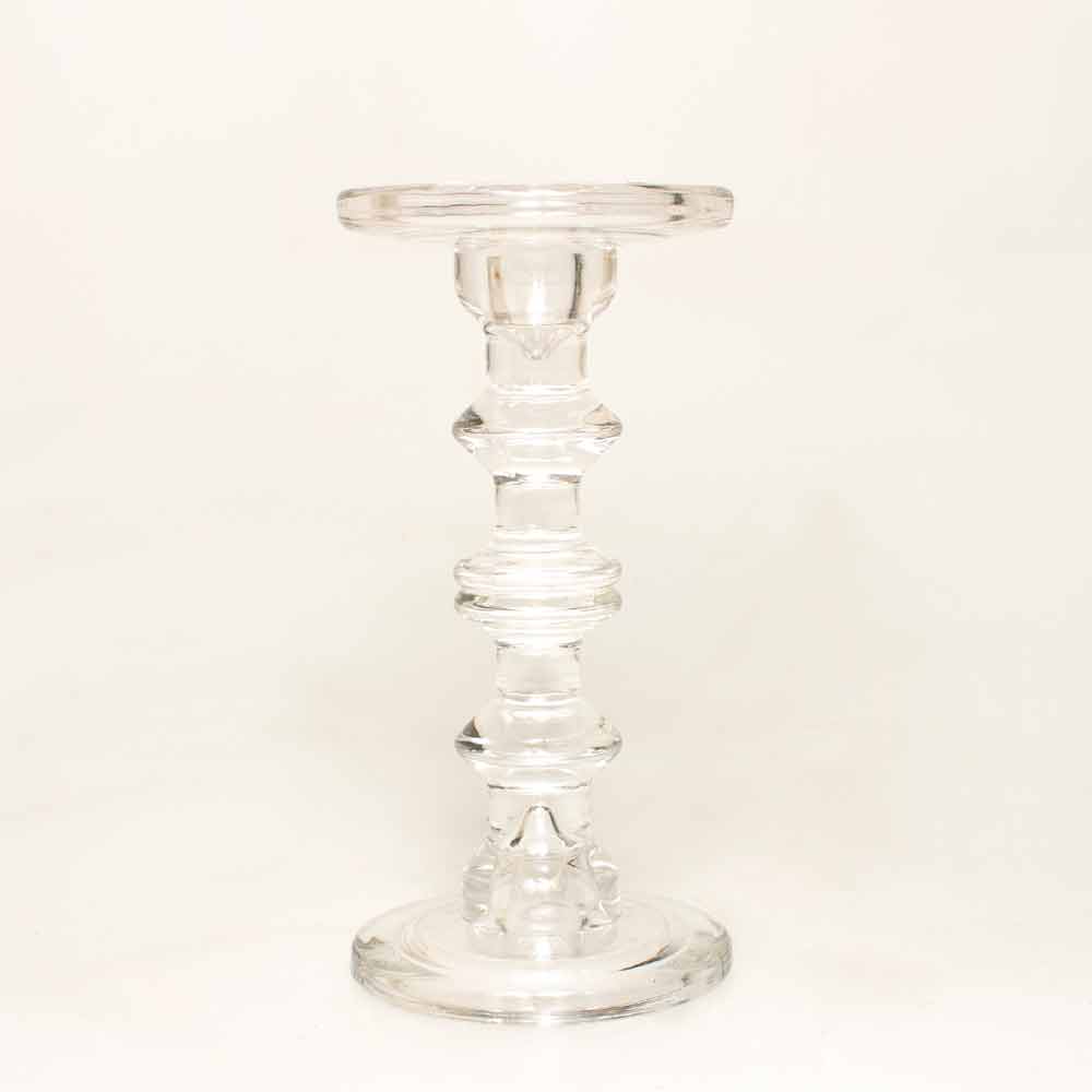 Glass Taper Candle Holder 11x23cm Clear  Pillar