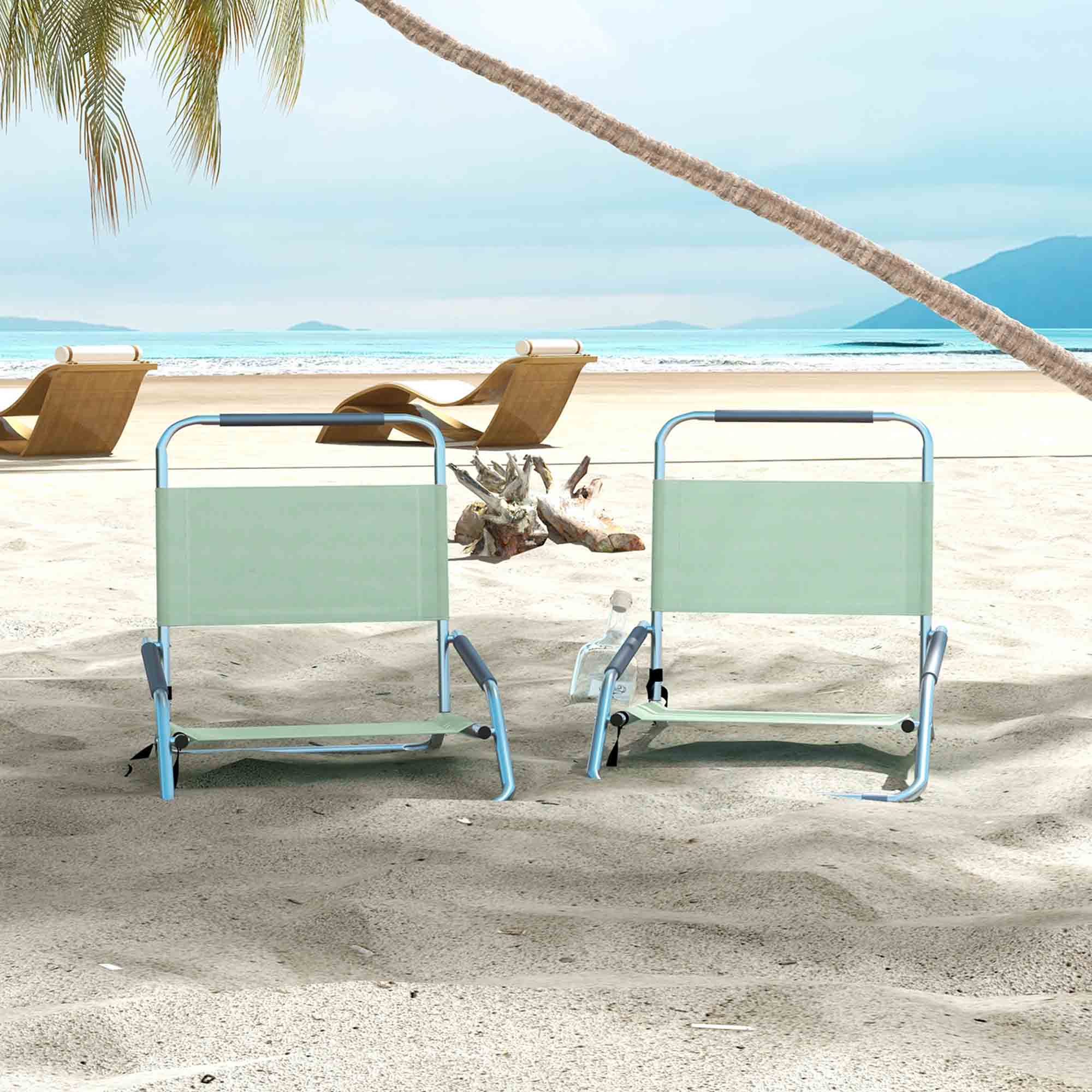 Havana Outdoors Folding Beach Chairs Sage Green