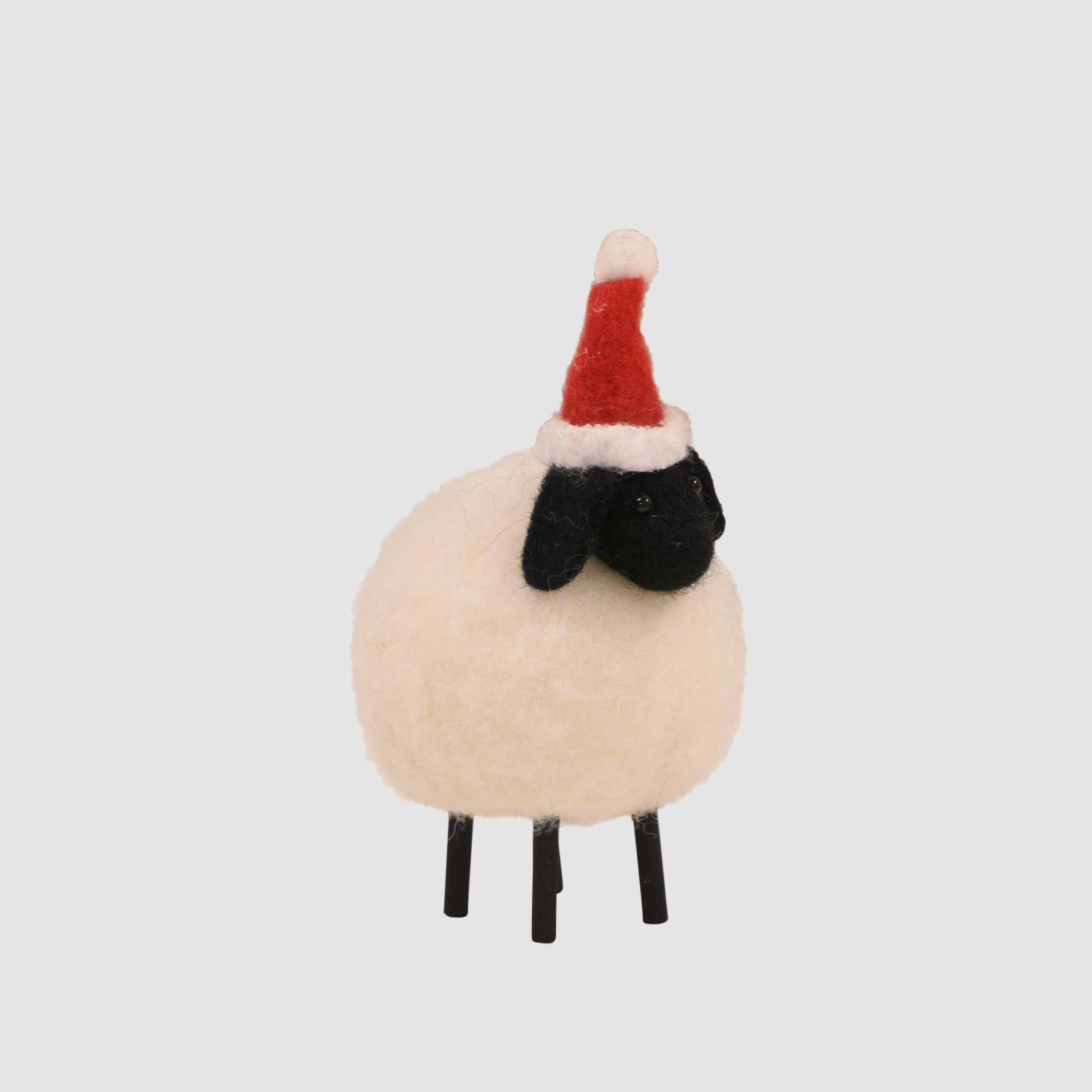 Standing Felt Sheep in Christmas Red Hat