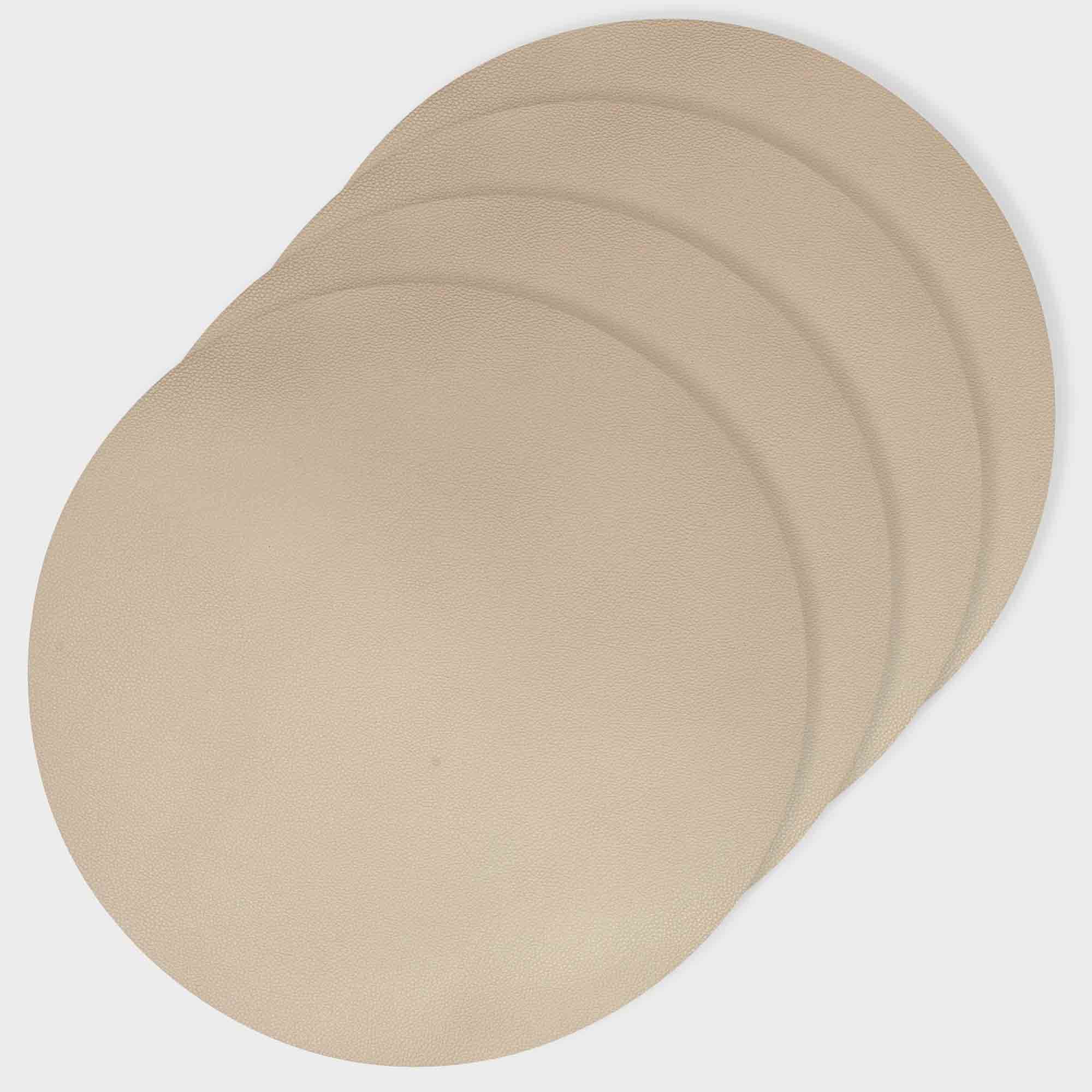 Just Home Alfie Placemat Round Taupe Vinyl 4 Pack