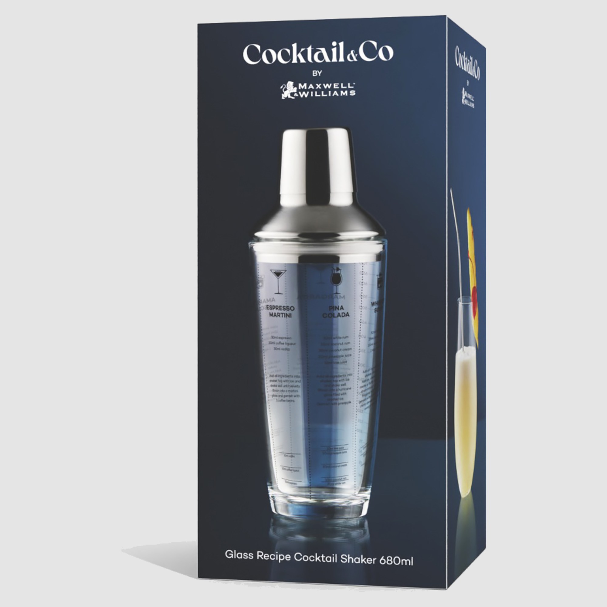 Maxwell & Williams Glass Cocktail Recipe Shaker 680ml