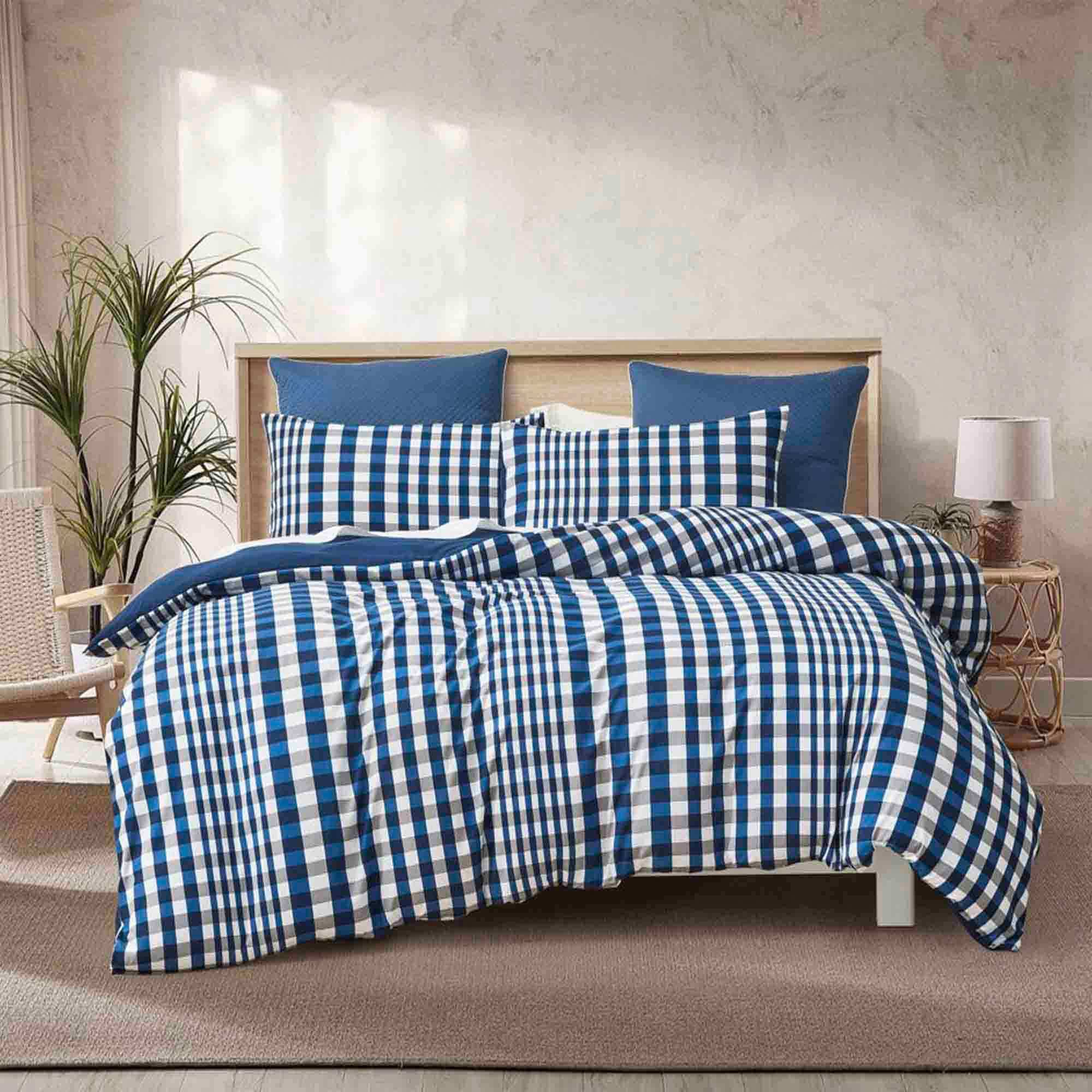 Galaxy Gingham Check Duvet Cover Set