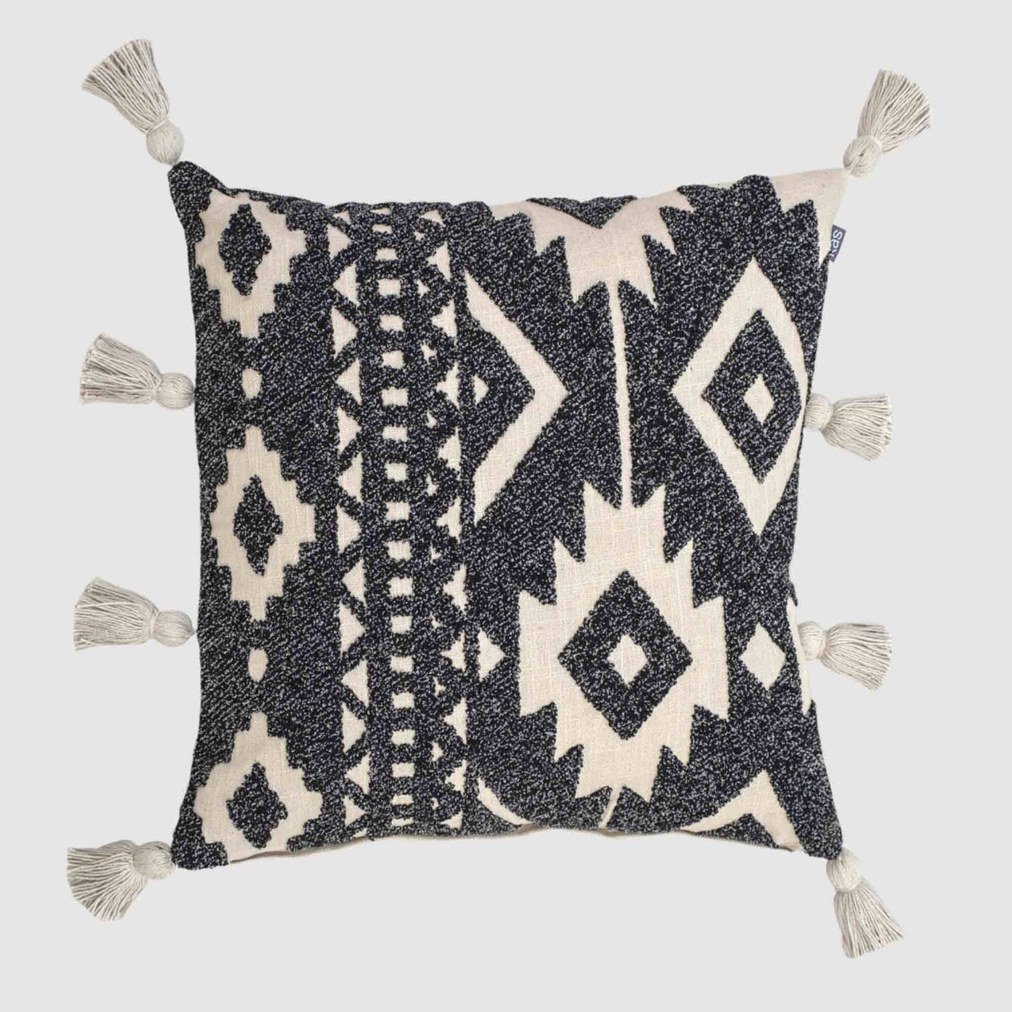 KAS Tozzi Cotton Tufted Cushion with Tassels 50x50cm