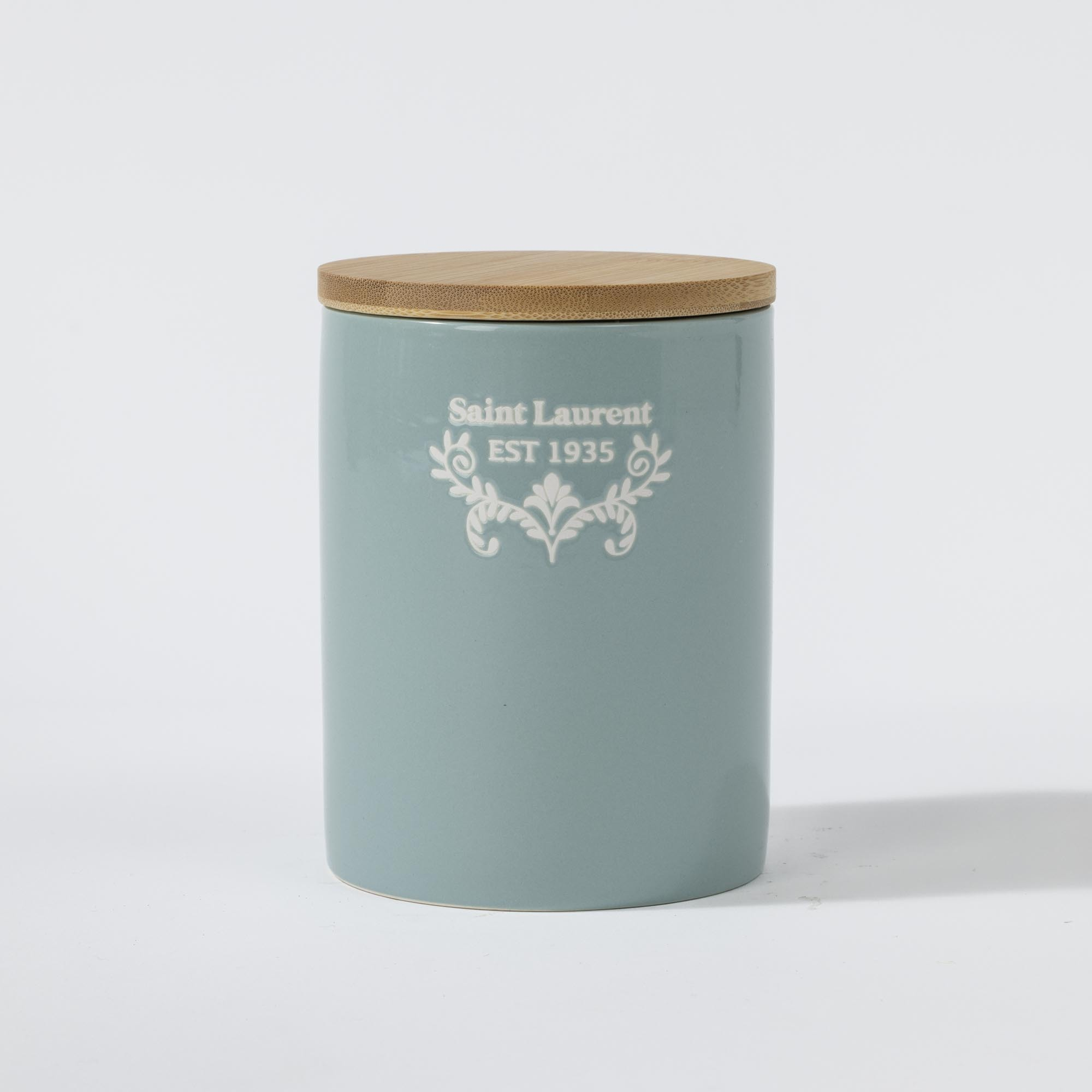 St Laurent Canister with Bamboo Lid Small 10x13cm Blue
