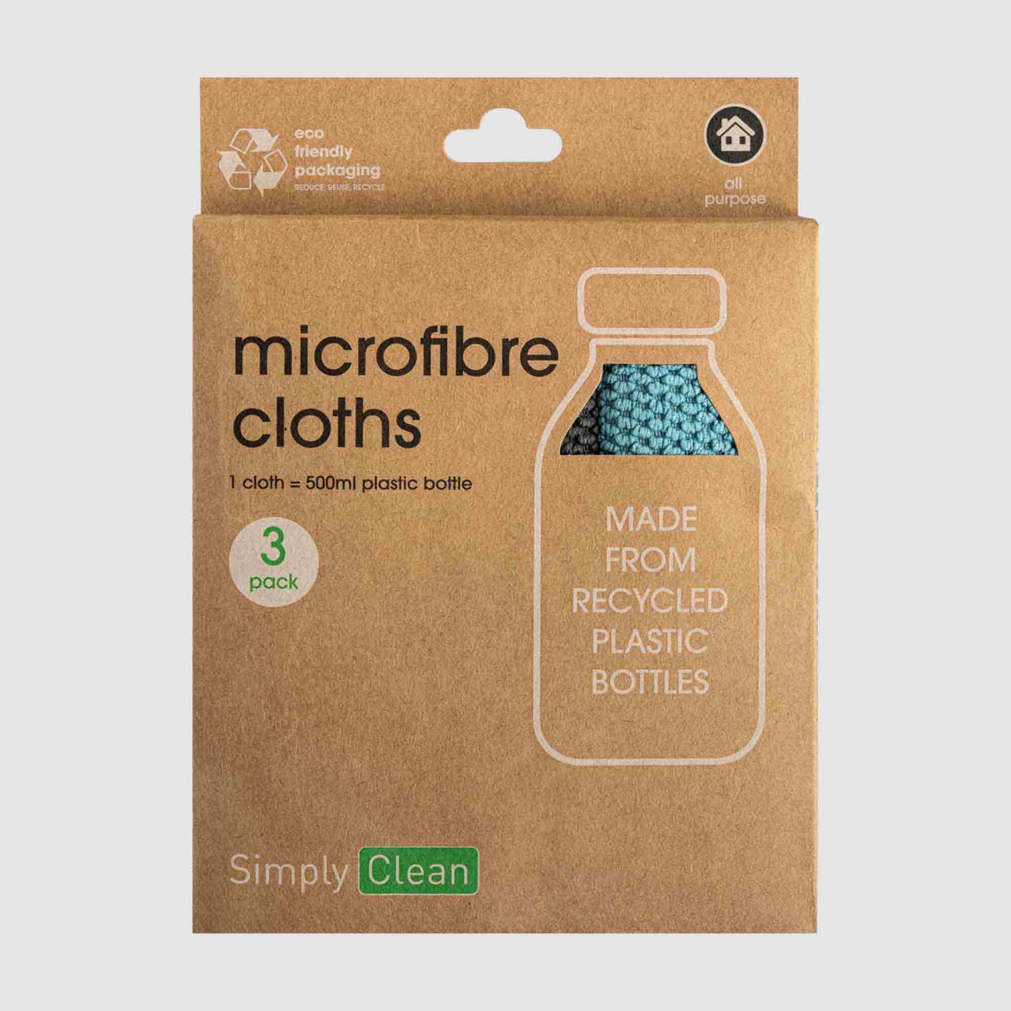 Simply Clean Microfibre Cloths Blue & Green 3 Pack