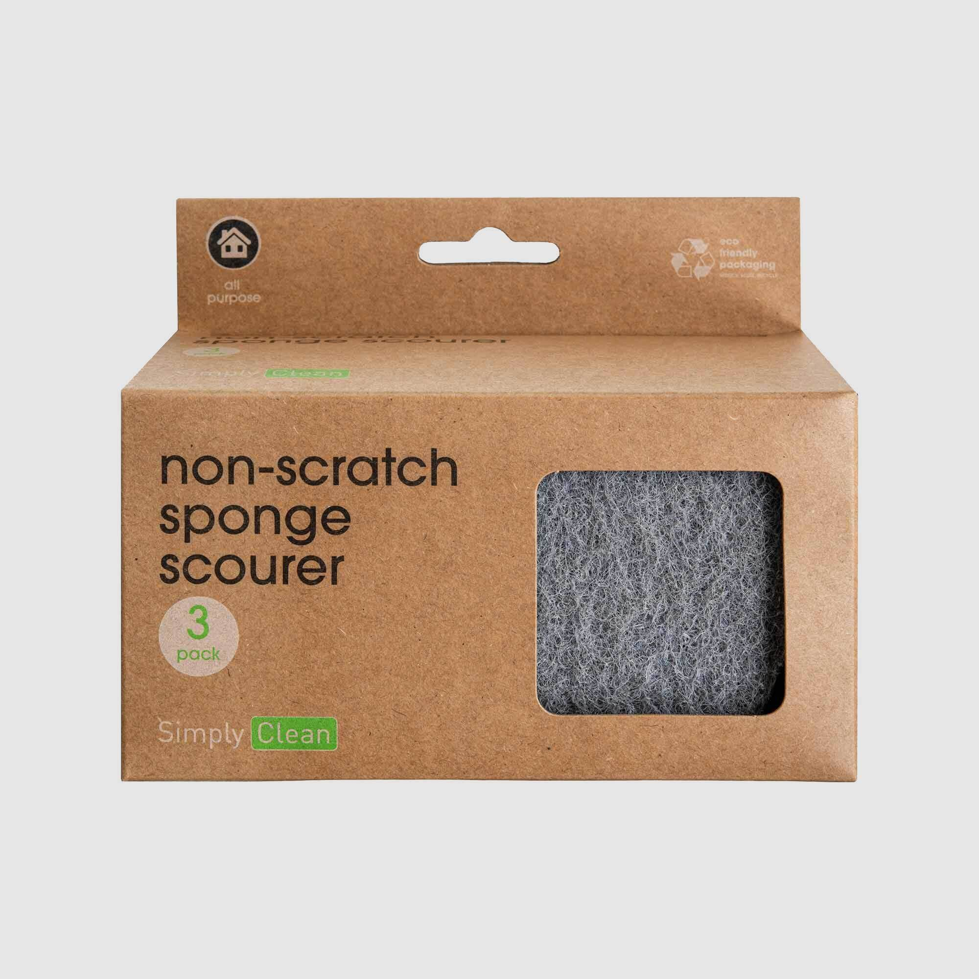 Simply Clean Non-Scratch Sponge Scourer White & Grey 3 Pack