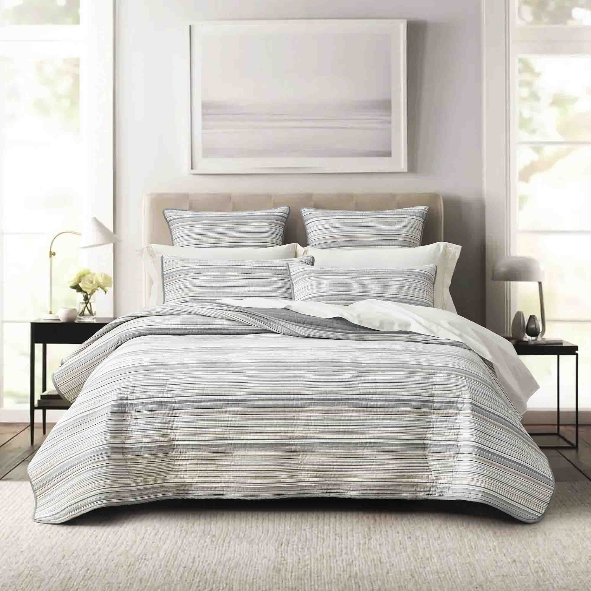 Nature's Feel Sketch Stripe Coverlet Set