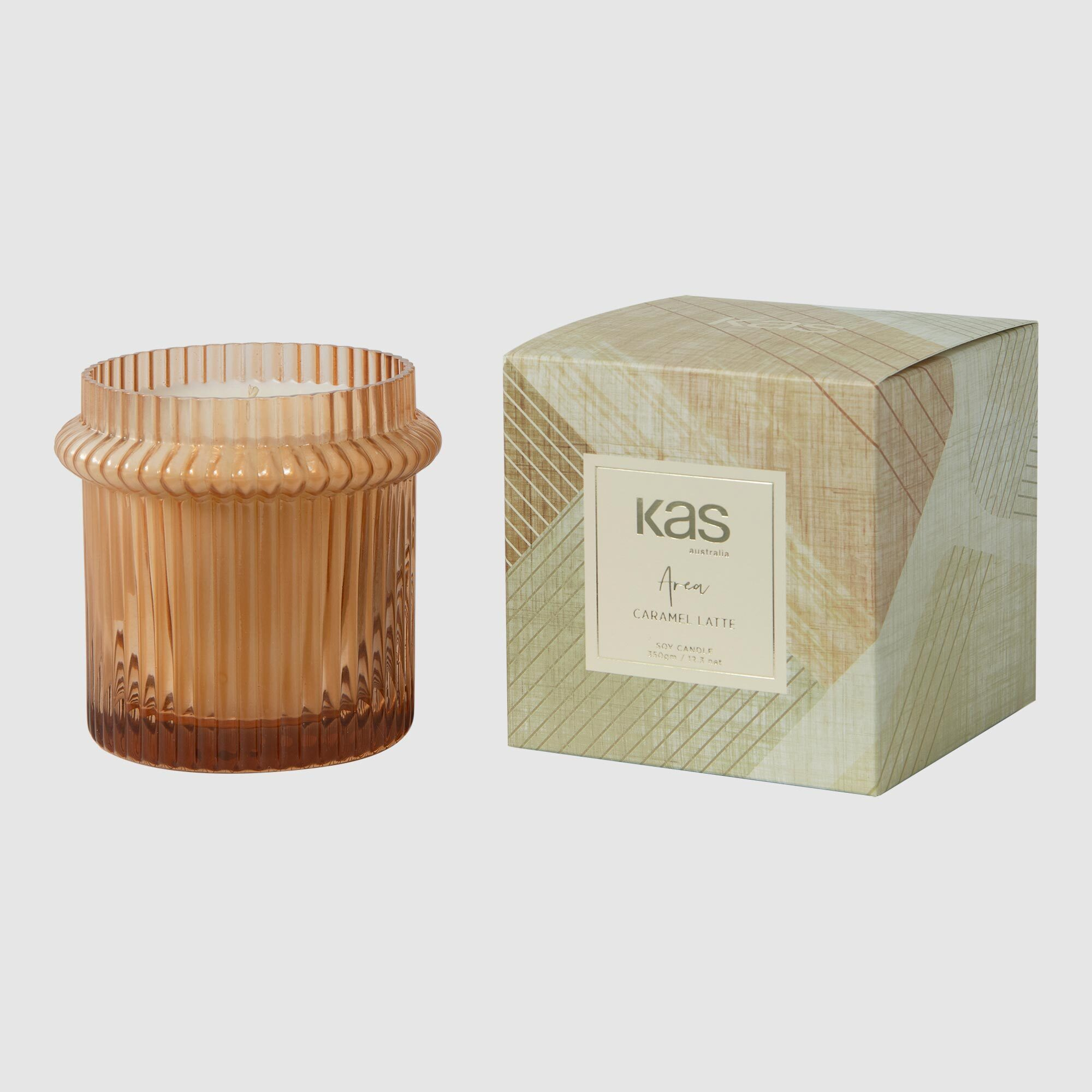 KAS Area Soy Ribbed Glass Candle Caramel 350g