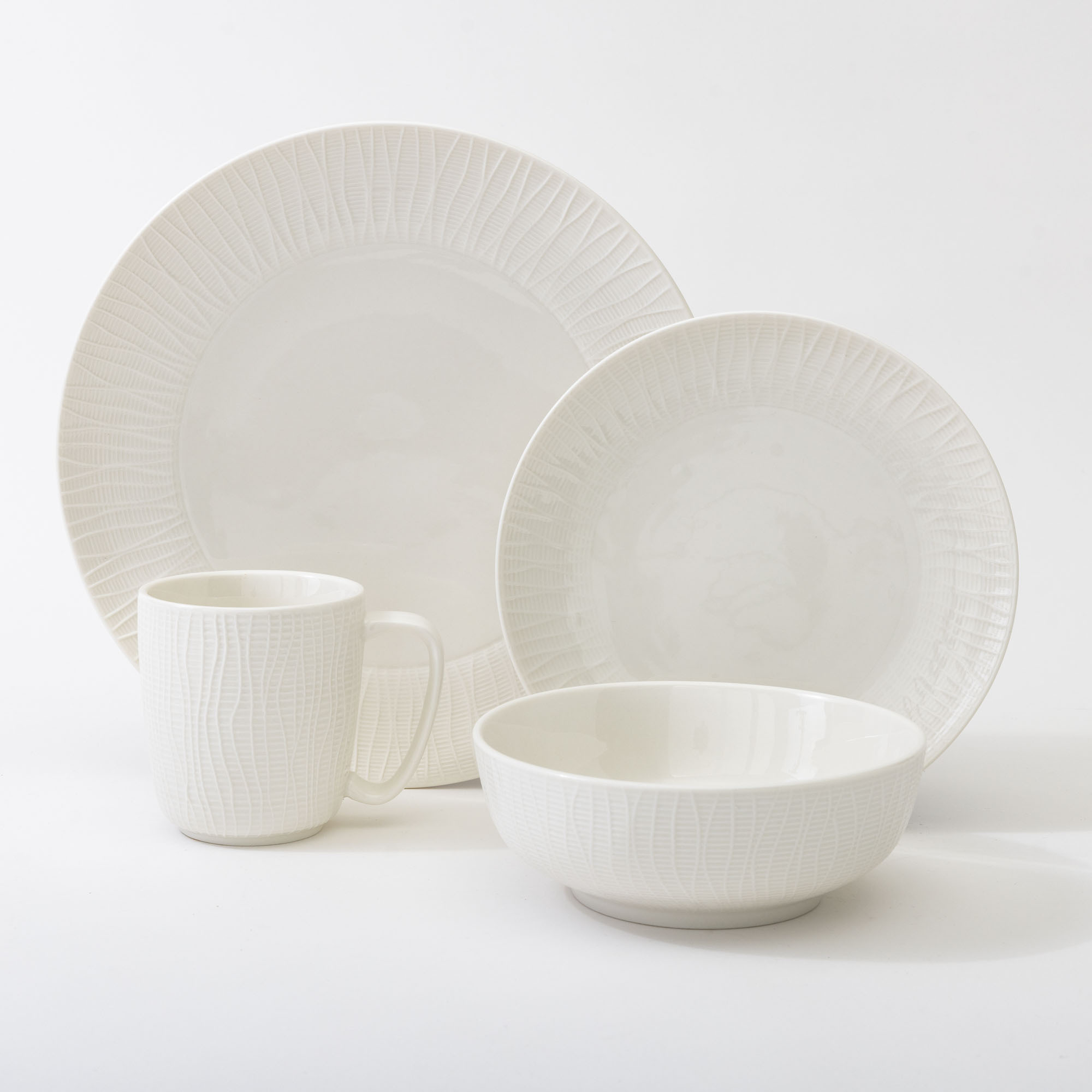 Ecology Lorient Embossed White Dinner Set 16 Piece