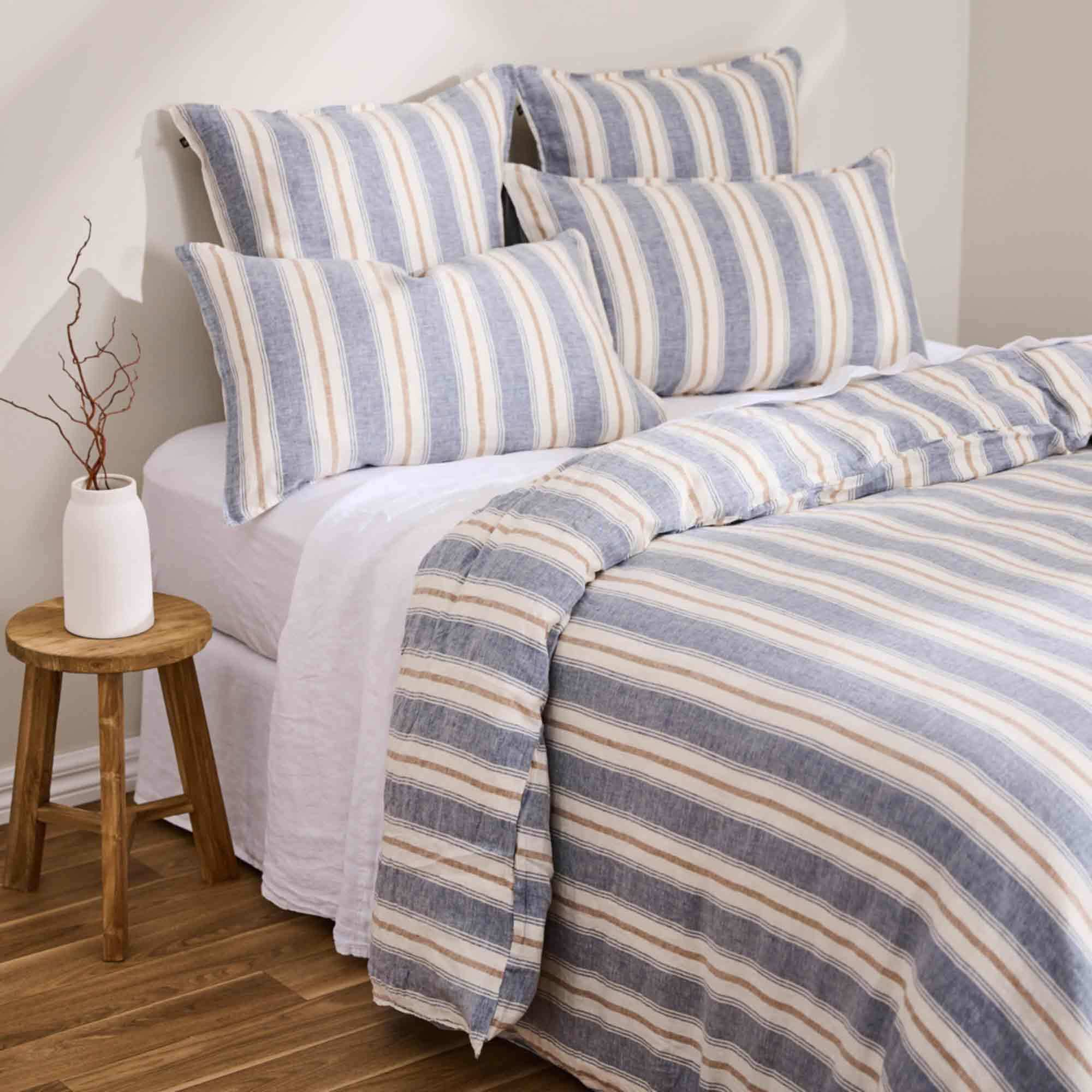 Hotel At Home Linia Stripe French Linen Duvet Cover Set