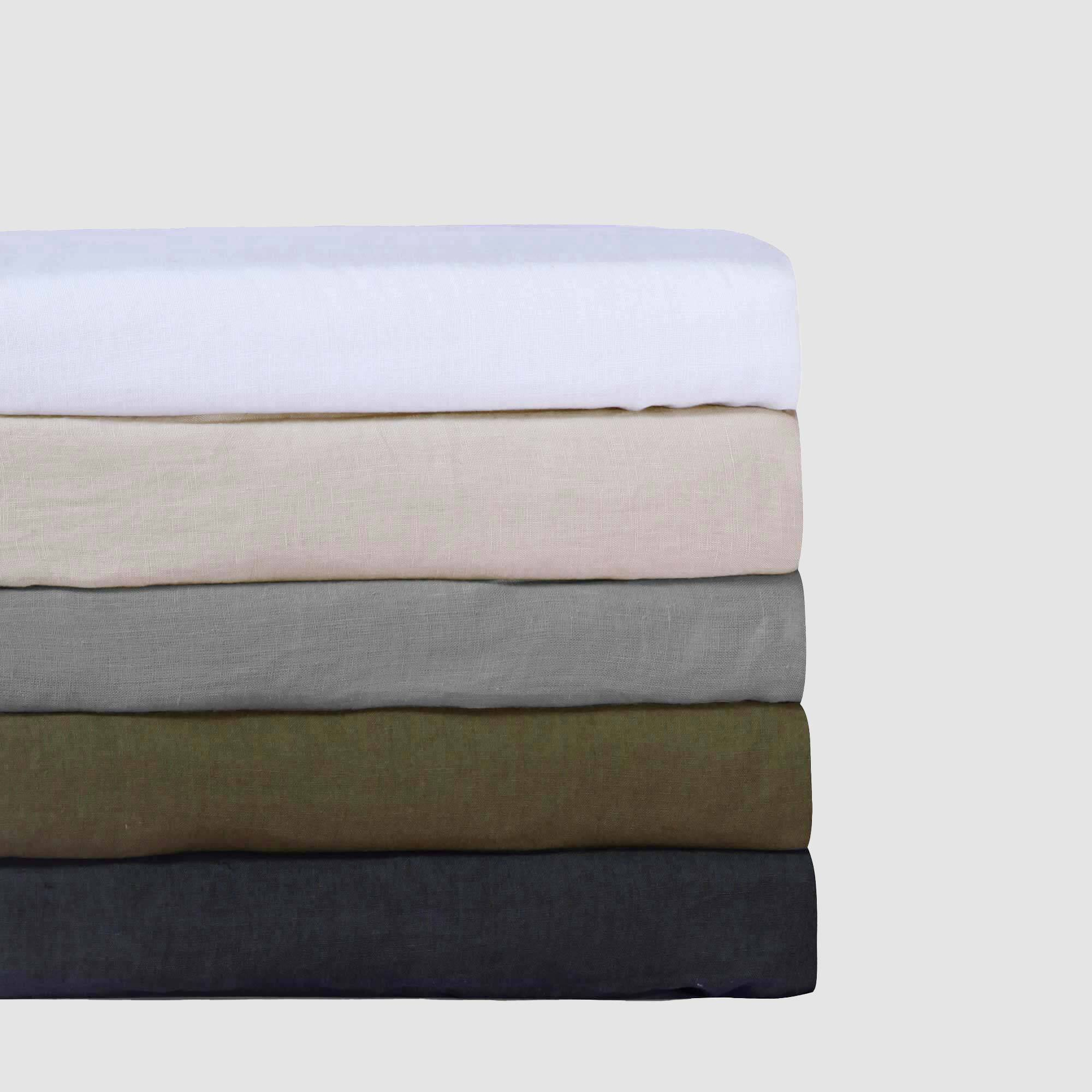 Hotel At Home Plain Dyed French Linen Fitted Sheet