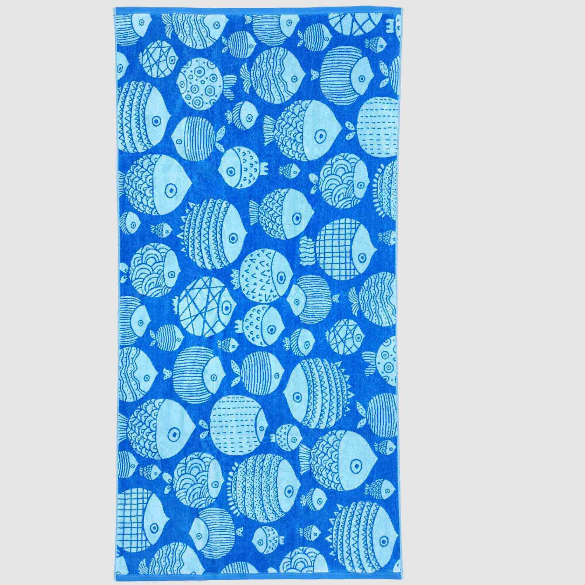 Galaxy Blue Fun Fish Beach Towel