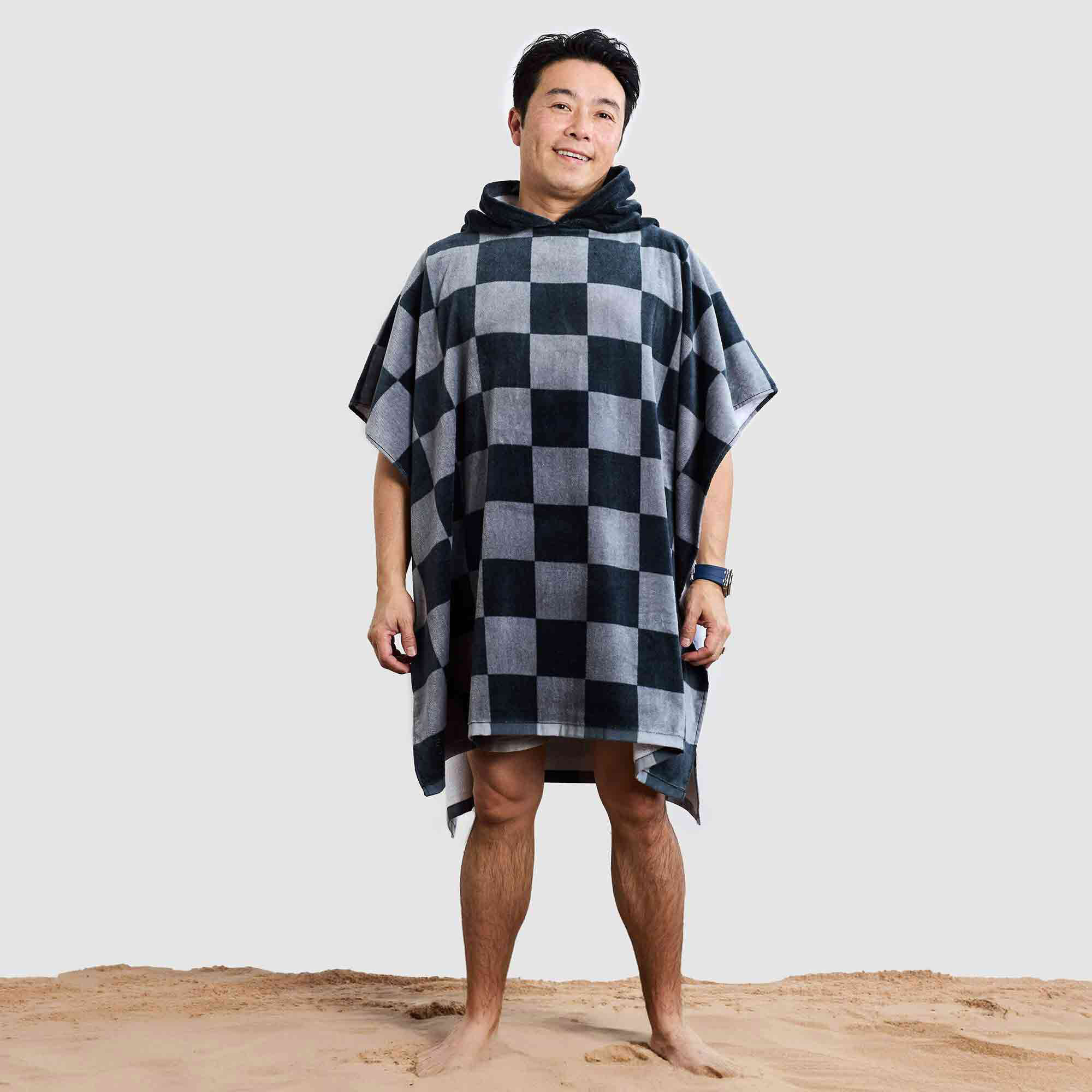 Galaxy Check Printed Hooded Beach Towel