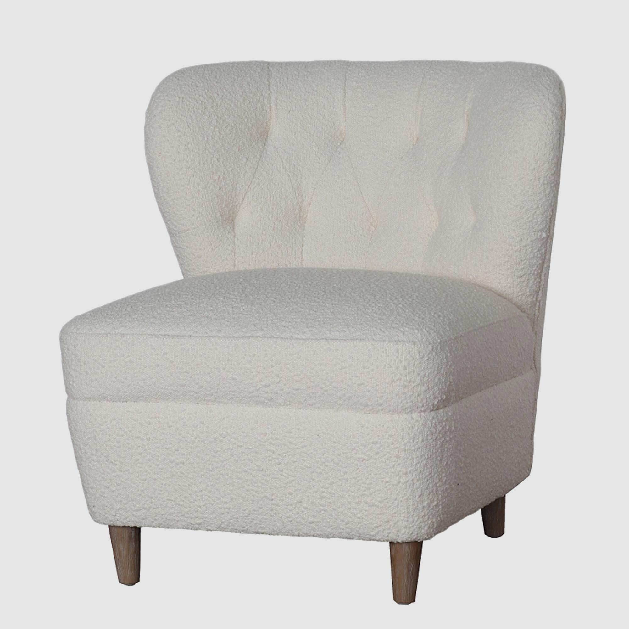Boucle Lounge Chair White
