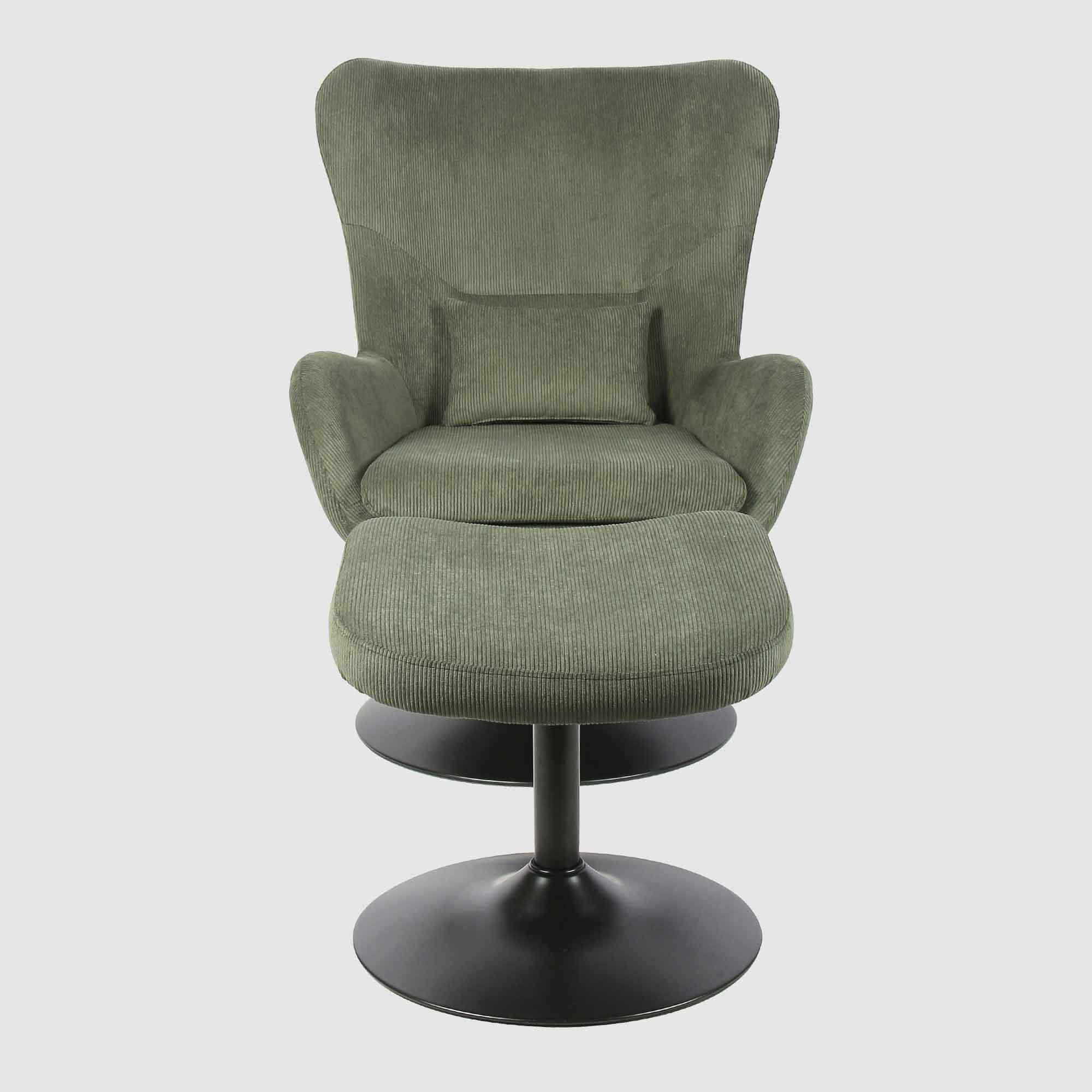 Hillcrest Carlos Lounge Chair With Footrest Olive