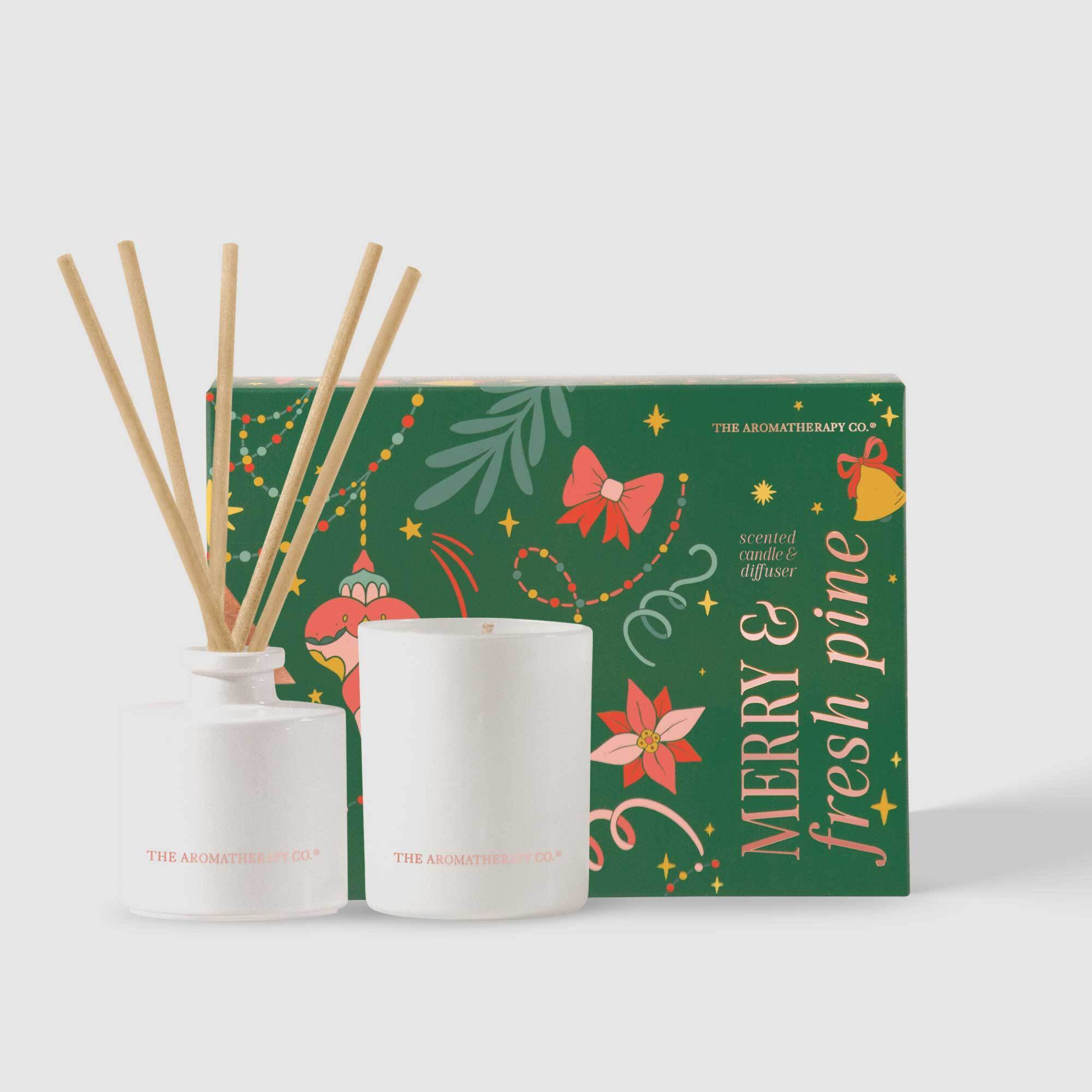 The Aromatherapy Co Merry Mini Candle & Diffuser Gift Set Pine