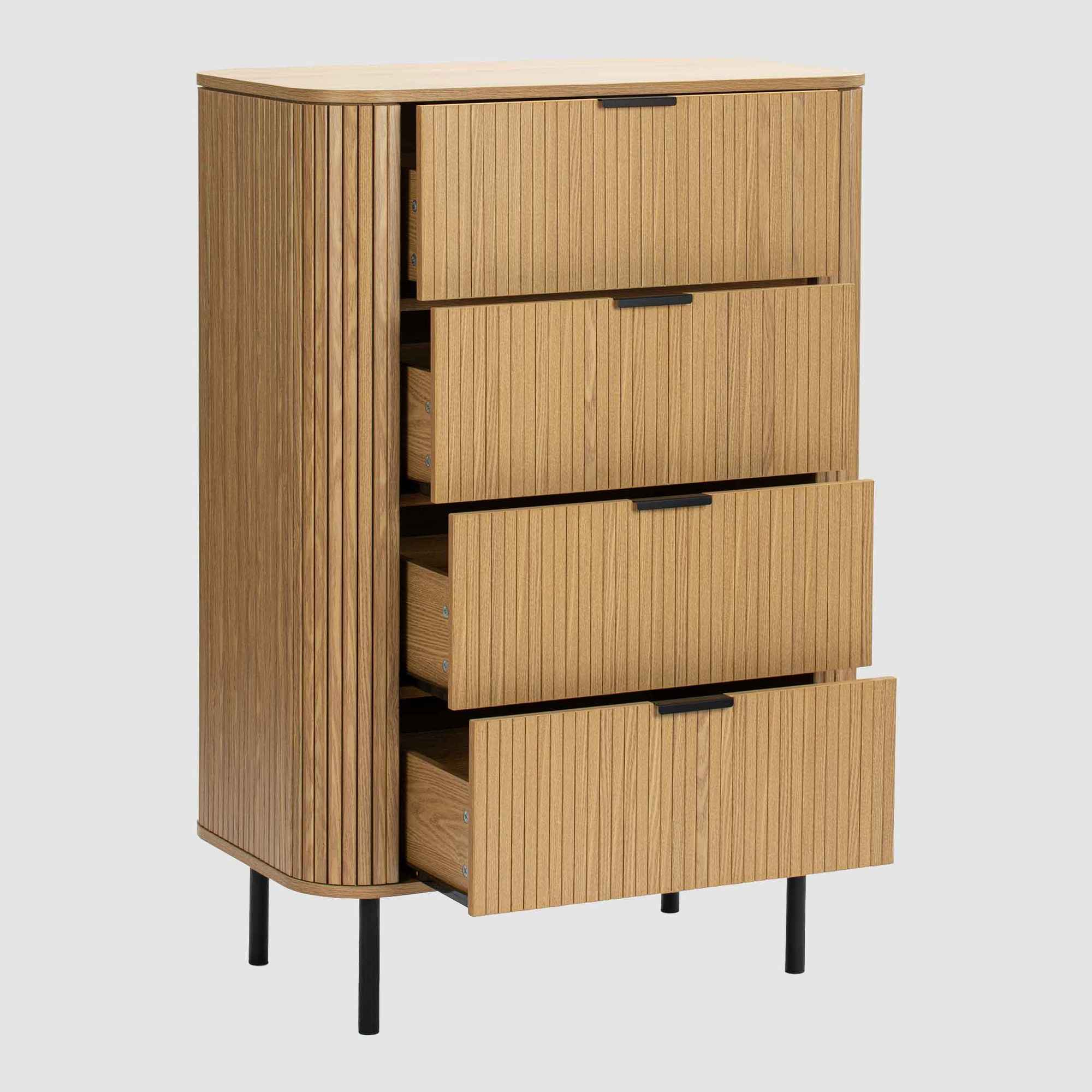 Urban Loft Slatted Tall Boy Drawer Unit