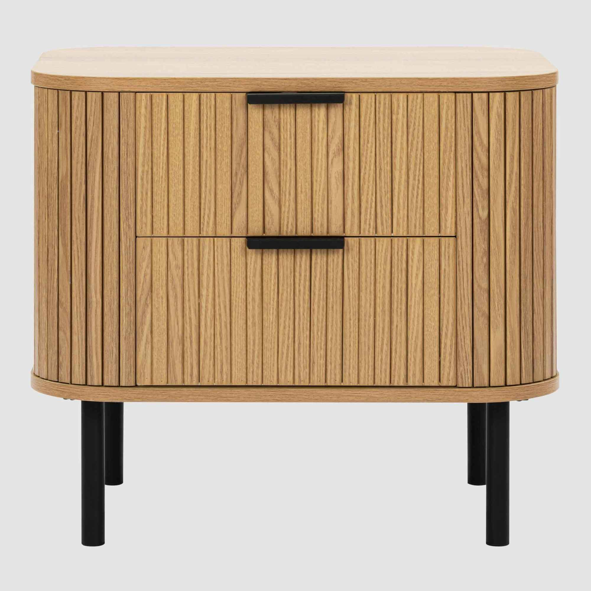 Urban Loft Slatted Side Table Drawer Unit