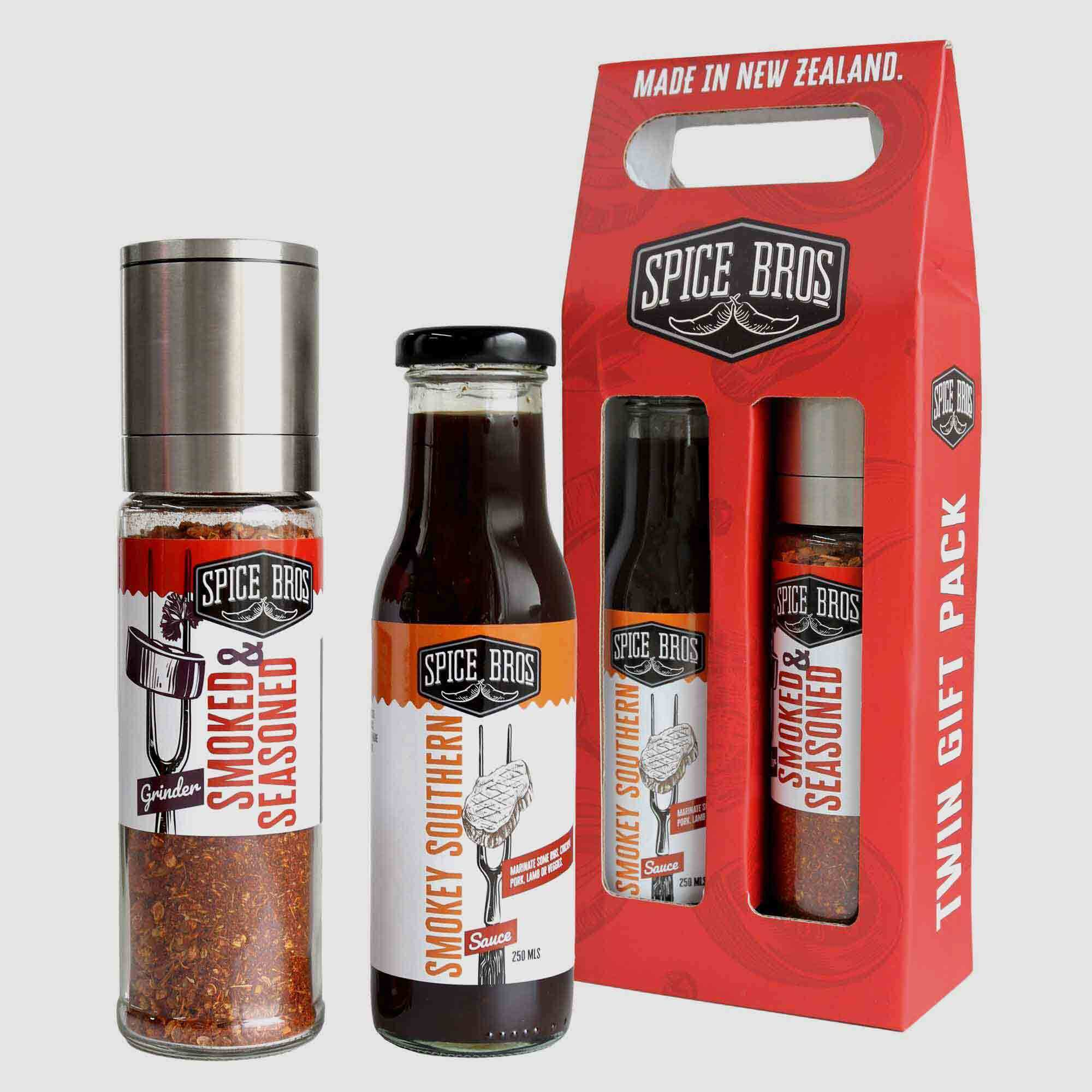 Spice Bros Smokey BBQ Sauce & Smoked Seasoned Grinder Gift Pack