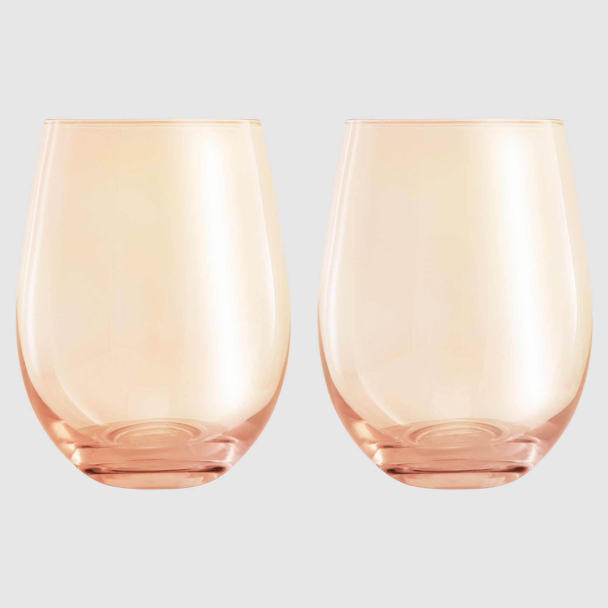 Maxwell & Williams Glamour Stemless Wine 540ml Coral Set 2