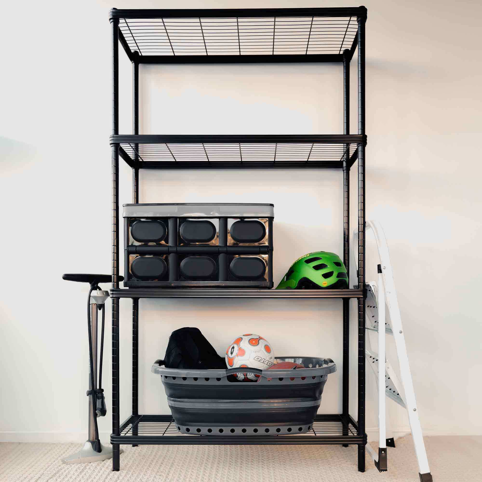 Seymours Wire Shelving Unit 4 Tier Black