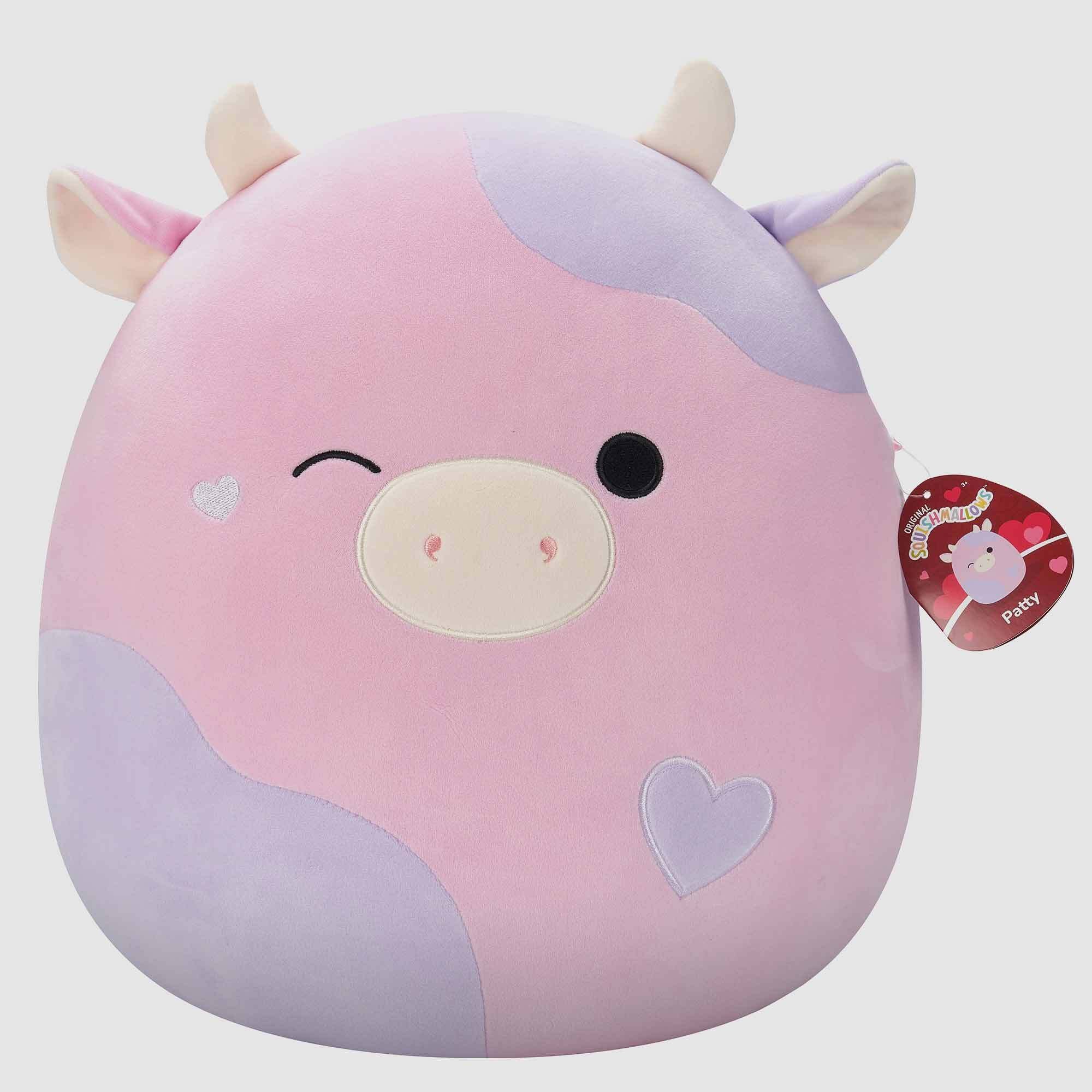 Squishmallows Valentines 16 inch Patty Pink and Purple Cow Hearts